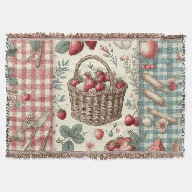 Fruchtkorb Gingham Spaß Decke (Vorderseite)