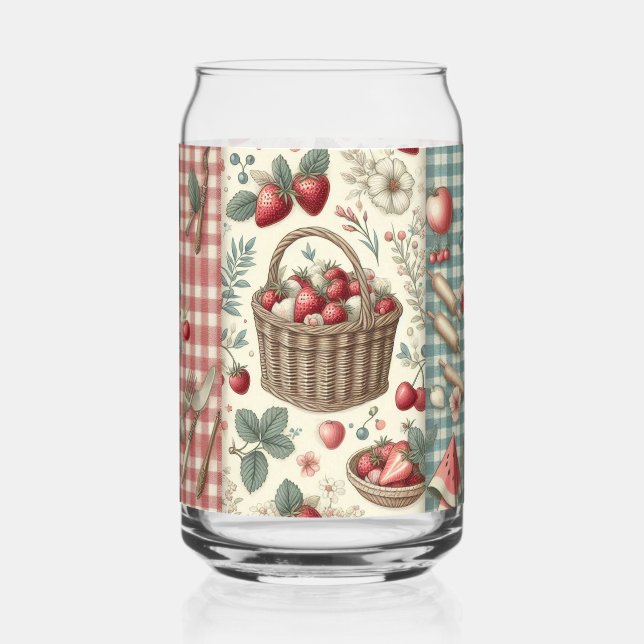 Fruchtkorb Gingham Spaß Dosenglas (Vorderseite)