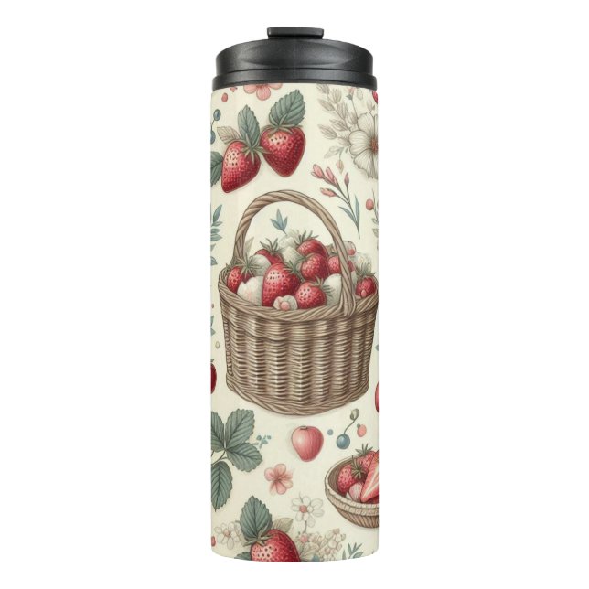Fruchtkorb Gingham Spaß Thermosbecher (Vorderseite)