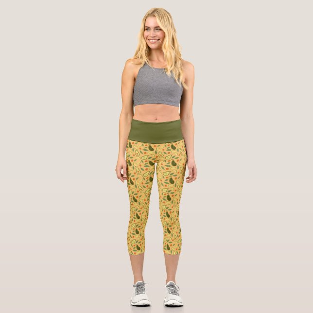 Fruchtkörbe Musterkollektion - Avocado Capri Leggings (Vorderseite)
