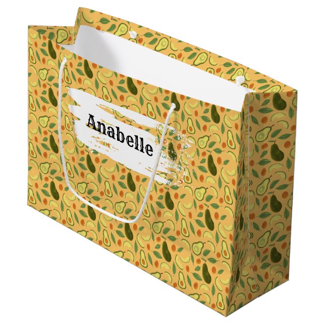 Fruchtkörbe Musterkollektion - Avocado Große Geschenktüte (Vorderseite Schrägansicht)