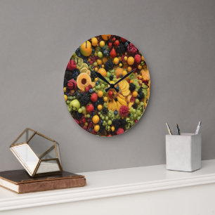 Fruchtliebhaber Delight Colorful Fruchtplatter, Große Wanduhr
