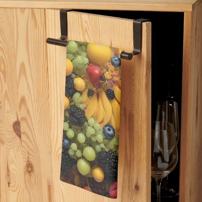 Fruchtliebhaber Genießen farbenfrohe Platter, Geschirrtuch (Drittel gefaltet)