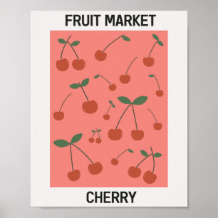 Fruchtmarkt Kirsche Vintage Poster