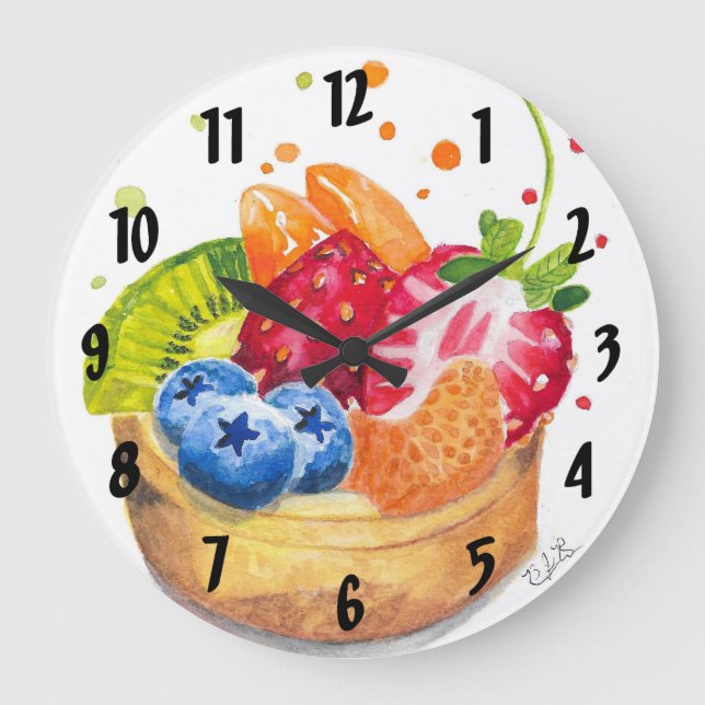 Fruchtmedley Kitchen Clock Große Wanduhr (Vorderseite)