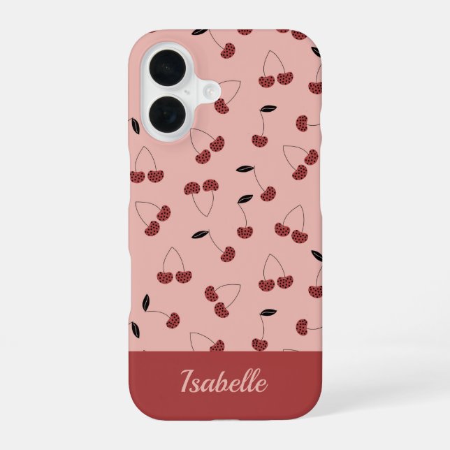 Fruchtmuster aus Polka dot cherry mit individuelle iPhone 16 Hülle (Rückseite)