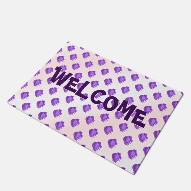 Fruchtmuster Blaubeeren und Creme Fußmatte (Schrägansicht)