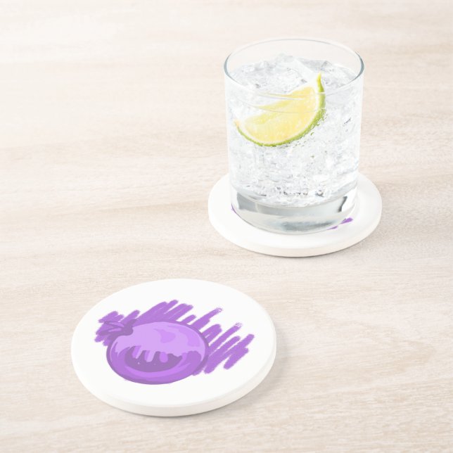 Fruchtmuster Blaubeeren und Creme Sandstein Untersetzer (Seite)