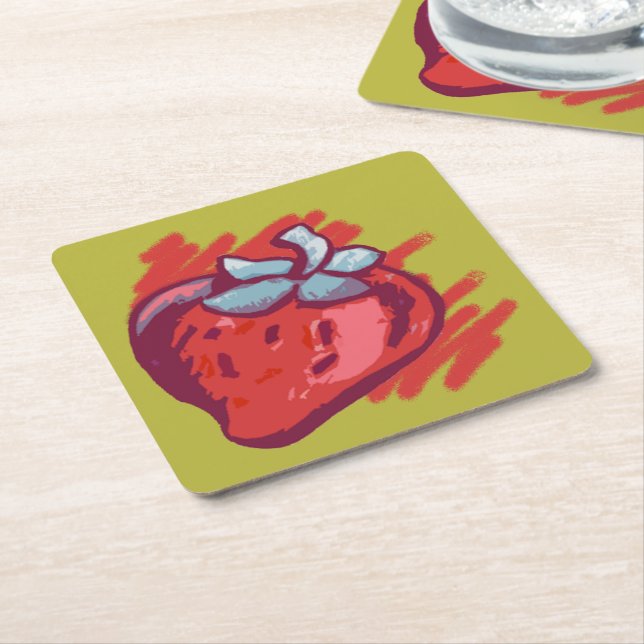 Fruchtmuster Erdbeeren auf Gold Party Stuff Rechteckiger Pappuntersetzer (angewinkelt)