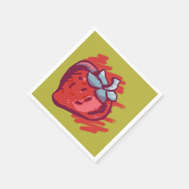 Fruchtmuster Erdbeeren auf Gold Party Stuff Serviette (Ecke)