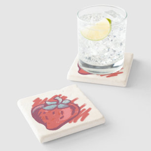 Fruchtmuster Erdbeeren auf Gold Party Stuff Steinuntersetzer