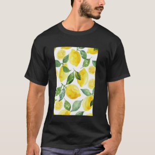 Fruchtmuster Kunst Zitrone Vintage Aquarell 4 T-Shirt