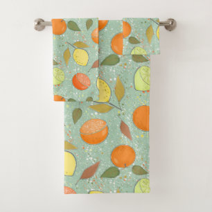 Fruchtmuster mit Zitronen, Orangen Badhandtuch Set