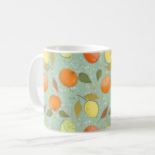 Fruchtmuster mit Zitronen, Orangen Kaffeetasse