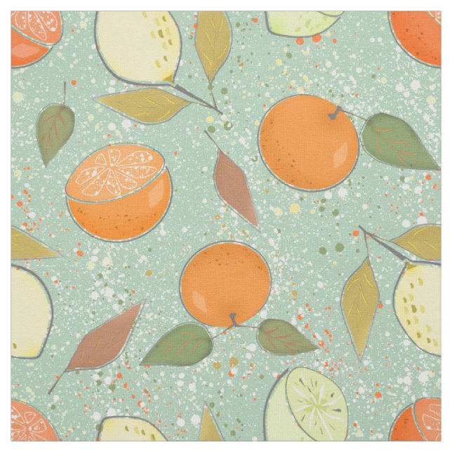 Fruchtmuster mit Zitronen, Orangen, Limon Stoff (Muster)