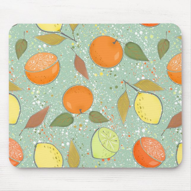 Fruchtmuster mit Zitronen, Orangen Mousepad (Vorne)