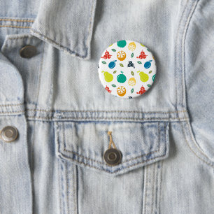Fruchtmuster, Pflaume, Orange, Zitrone, Birne, Apf Button