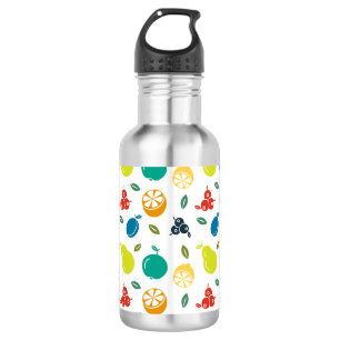 Fruchtmuster, Pflaume, Orange, Zitrone, Birne, Apf Edelstahlflasche