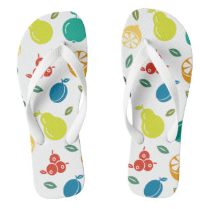 Fruchtmuster, Pflaume, Orange, Zitrone, Birne, Apf Flip Flops