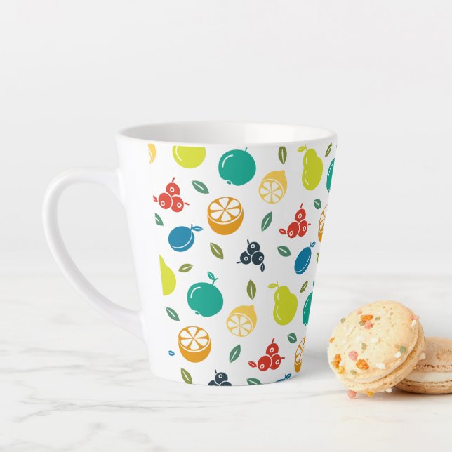 Fruchtmuster, Pflaume, Orange, Zitrone, Birne, Apf Milchtasse (Beispiel)