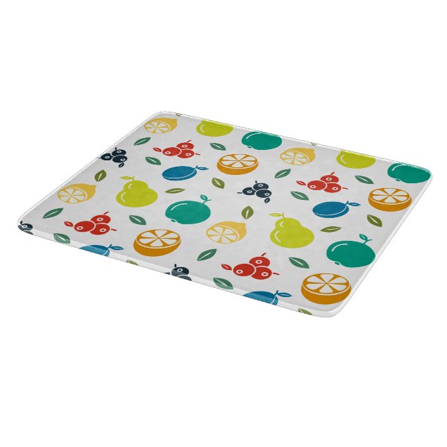Fruchtmuster, Pflaume, Orange, Zitrone, Birne, Apf Schneidebrett (Ecke)