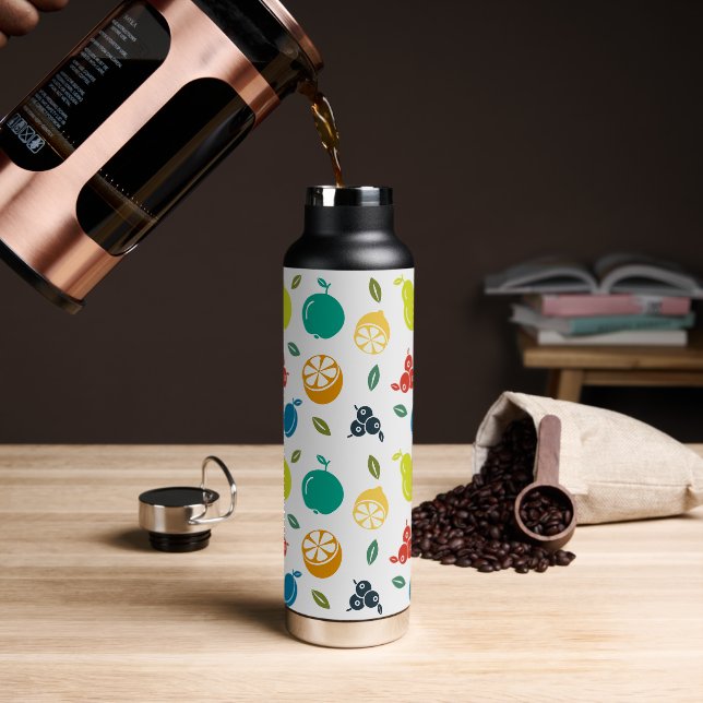 Fruchtmuster, Pflaume, Orange, Zitrone, Birne, Apf Trinkflasche (Kaffee)