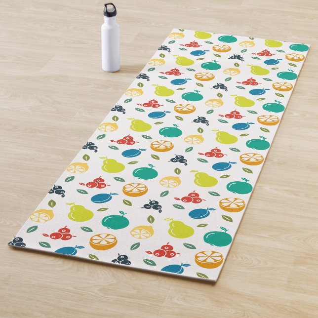 Fruchtmuster, Pflaume, Orange, Zitrone, Birne, Apf Yogamatte (Beispiel)