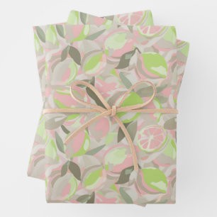 Fruchtmuster     Rosa Minze Geschenkpapier Set