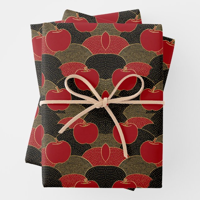 Fruchtmuster | Rote Äpfel Geschenkpapier Set (Beispiel)