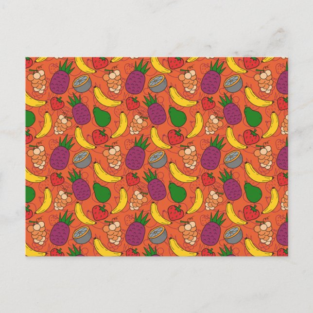 Fruchtnahtloses Muster | Fruchtoberfläche 40 Postkarte (Vorderseite)