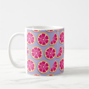 Fruchtnahtloses Muster, Grapefruitscheiben mit Sch Kaffeetasse