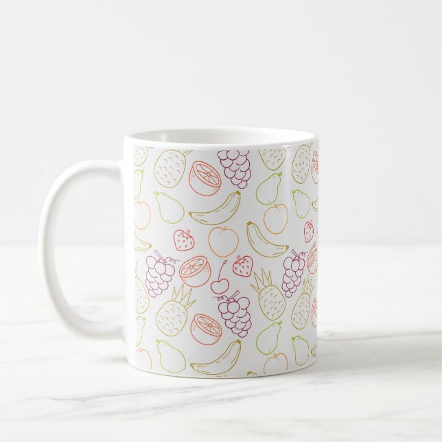 Fruchtnahtloses Muster | Muster der Fruchtoberfläc Kaffeetasse (Links)