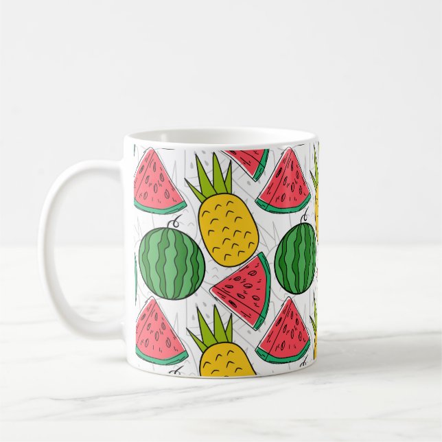 Fruchtnahtloses Muster | Muster der Fruchtoberfläc Kaffeetasse (Links)