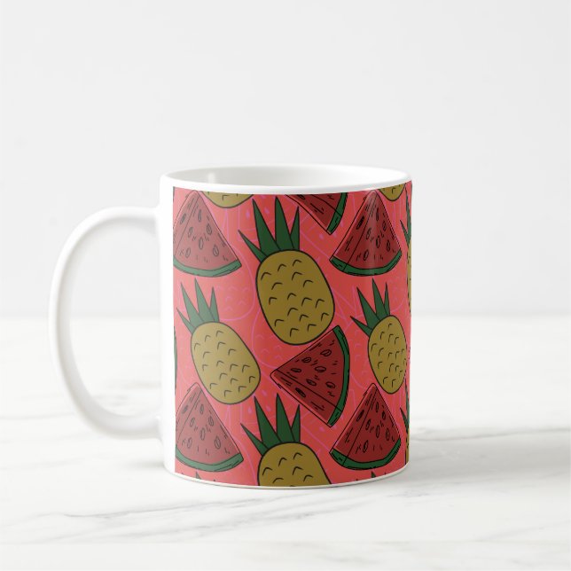 Fruchtnahtloses Muster | Muster der Fruchtoberfläc Kaffeetasse (Links)