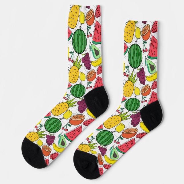 Fruchtnahtloses Muster | Muster der Fruchtoberfläc Socken (Linkes Detail)