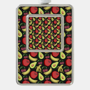 Fruchtnahtloses Muster Tropenfrüchte mit farbenf Rahmen-Ornament Silber