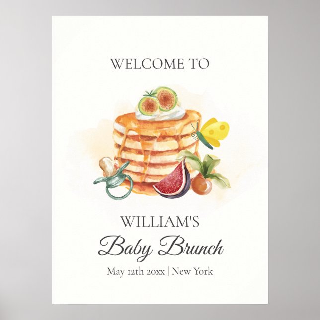 Fruchtpancake Schnuller Brunch Babydusche Willkomm Poster (Vorne)