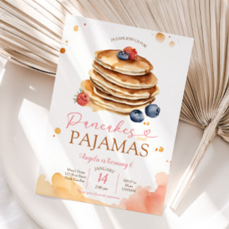 Fruchtpancakes und Pajamas Party Geburtstag Einladung