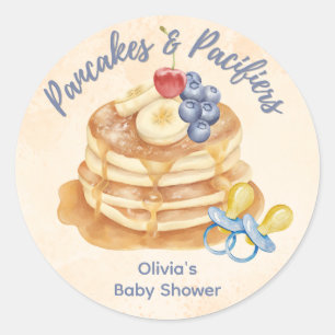 Fruchtpfannkuchen & Schnuller Gingham-Baby-Party  Runder Aufkleber