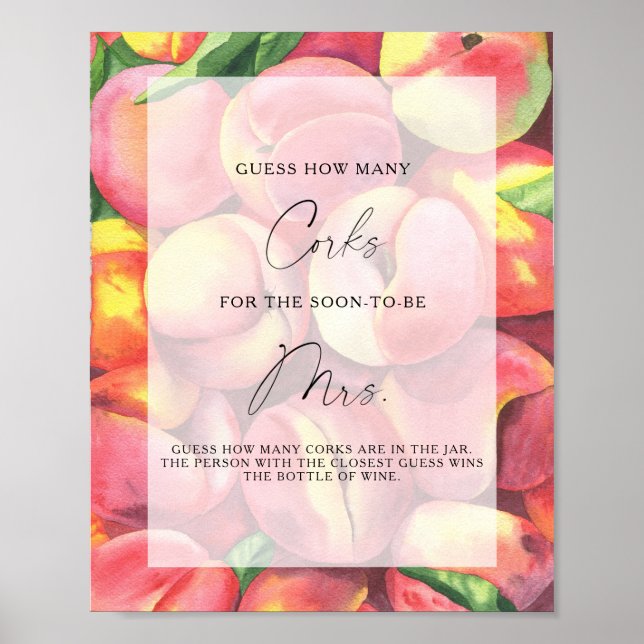 Fruchtpfirsiche - schätze wie viele Korken Poster (Vorne)