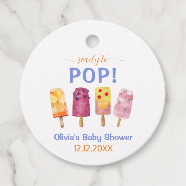 Fruchtsäfte Creme Popcicle Baby Dusche Geschenkanhänger (Vorderseite)