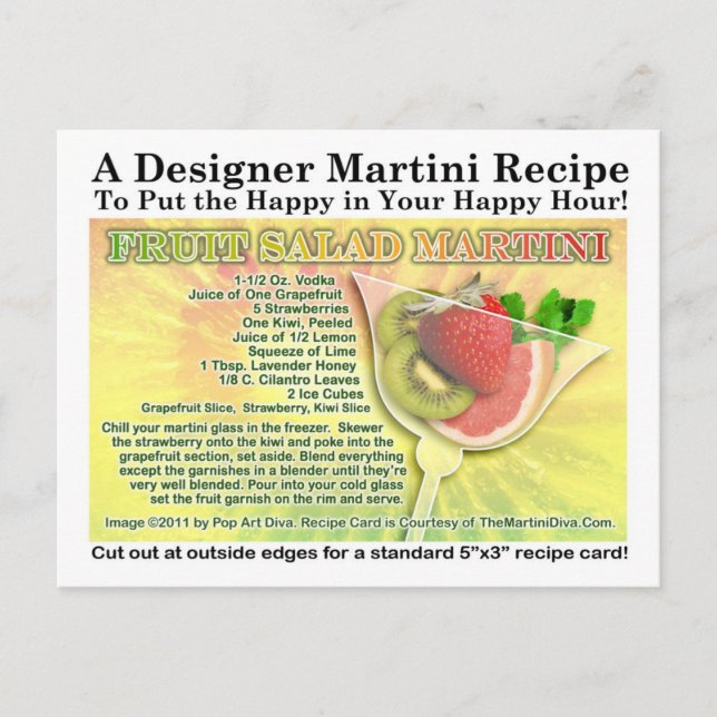 Fruchtsalat Frühling Martini Rezept Postkarte (Vorderseite)