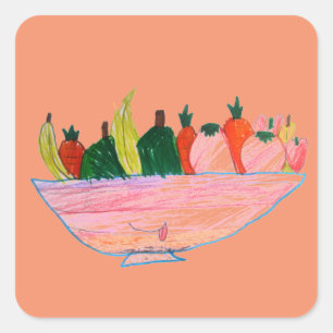 Fruchtsalat lustige Cartoon-Kunst Quadratischer Aufkleber