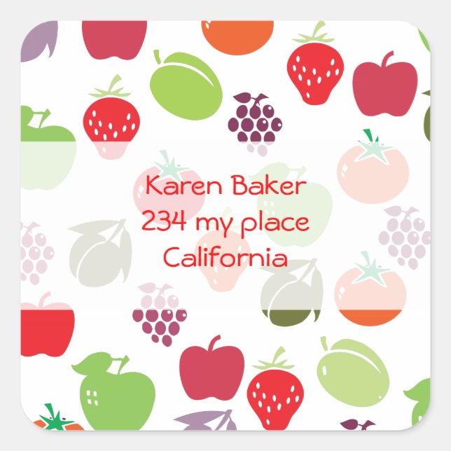 Fruchtsalat Quadratischer Aufkleber (Vorderseite)