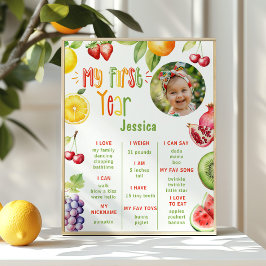 Fruchtsommer 1. Geburtstag Foto Meilenstein Poster