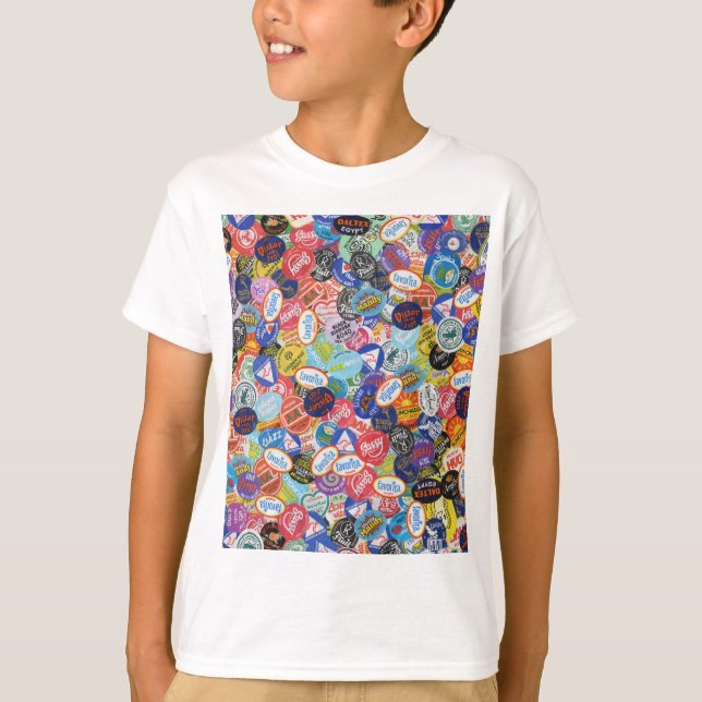 Fruchtstickermontage-Muster T-Shirt (Vorderseite)