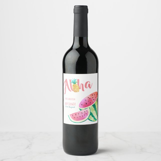 Fruchttropische Wine Labels Watermelon Ananas Weinetikett (Vorderseite)