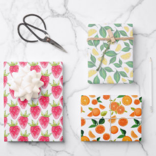 Fruchtumhüllungspapier Flachblatt Set von 3 Geschenkpapier Set