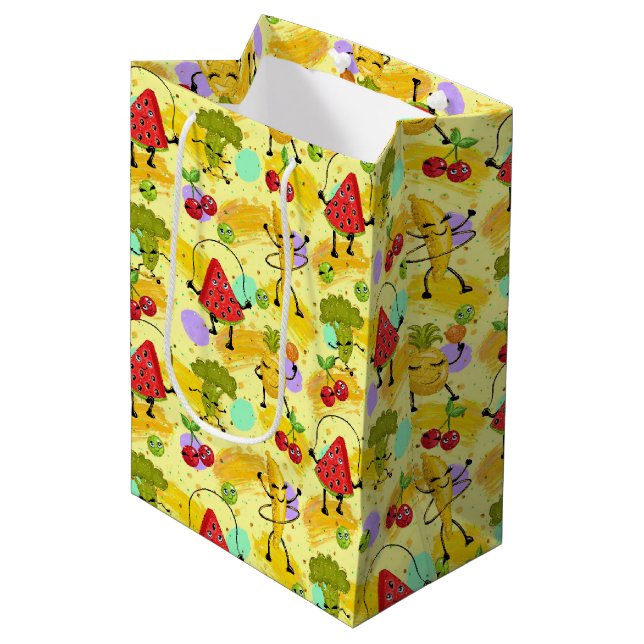 Fruchtvegie-Party Mittlere Geschenktüte (Vorderseite Schrägansicht)