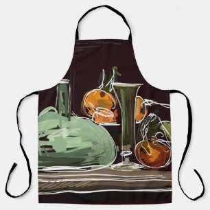 Fruchtwein-Grüne Vase mit Expressionist Schürze